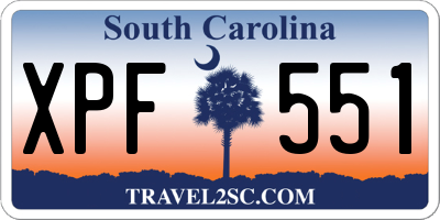 SC license plate XPF551
