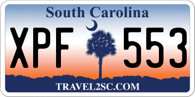 SC license plate XPF553