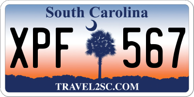 SC license plate XPF567