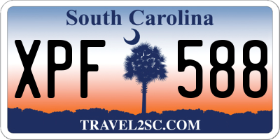 SC license plate XPF588