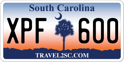 SC license plate XPF600