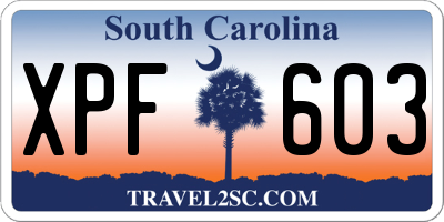SC license plate XPF603