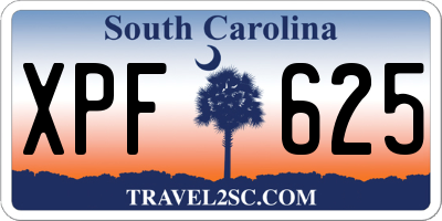 SC license plate XPF625