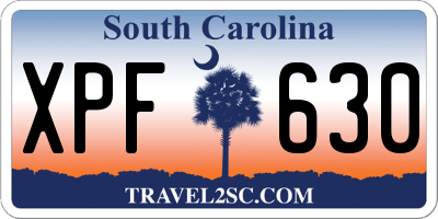 SC license plate XPF630