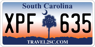 SC license plate XPF635