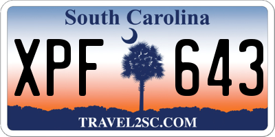 SC license plate XPF643