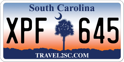SC license plate XPF645
