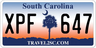SC license plate XPF647
