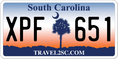SC license plate XPF651