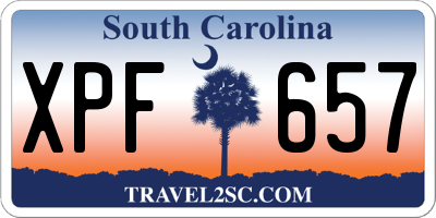 SC license plate XPF657