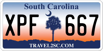 SC license plate XPF667