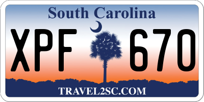 SC license plate XPF670