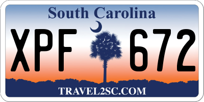 SC license plate XPF672