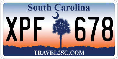 SC license plate XPF678