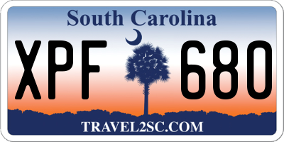 SC license plate XPF680