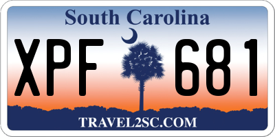 SC license plate XPF681