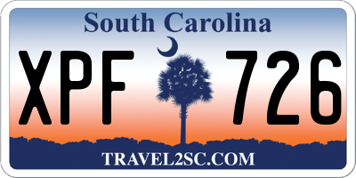 SC license plate XPF726