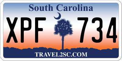 SC license plate XPF734