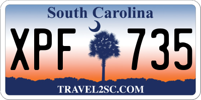 SC license plate XPF735