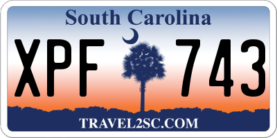 SC license plate XPF743