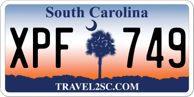 SC license plate XPF749