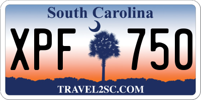 SC license plate XPF750
