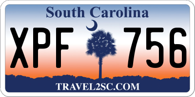 SC license plate XPF756