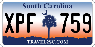 SC license plate XPF759