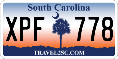 SC license plate XPF778