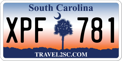 SC license plate XPF781