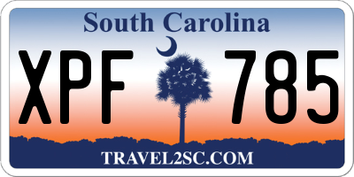 SC license plate XPF785