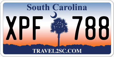 SC license plate XPF788