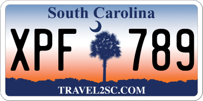 SC license plate XPF789