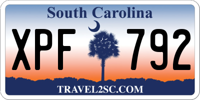 SC license plate XPF792