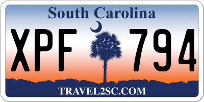 SC license plate XPF794