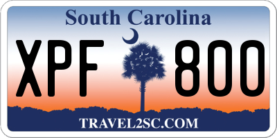 SC license plate XPF800