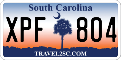 SC license plate XPF804