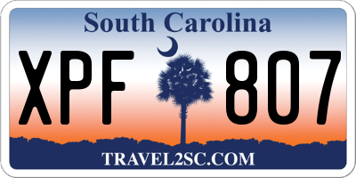 SC license plate XPF807