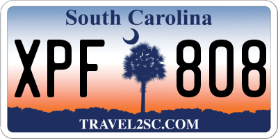 SC license plate XPF808