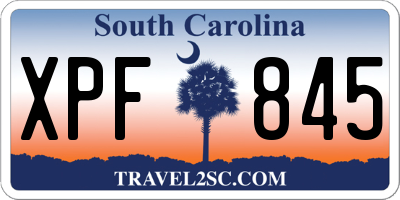 SC license plate XPF845
