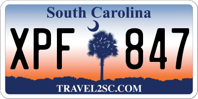 SC license plate XPF847