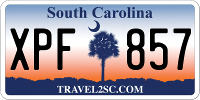 SC license plate XPF857