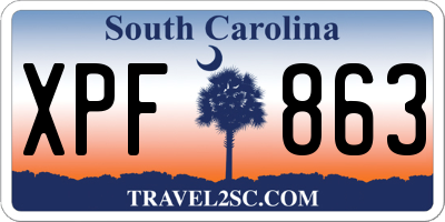 SC license plate XPF863