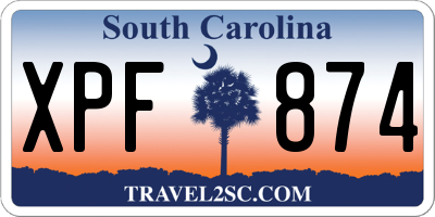 SC license plate XPF874