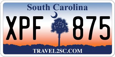 SC license plate XPF875