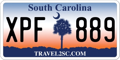 SC license plate XPF889