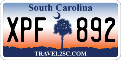 SC license plate XPF892