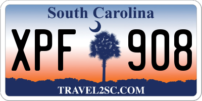 SC license plate XPF908