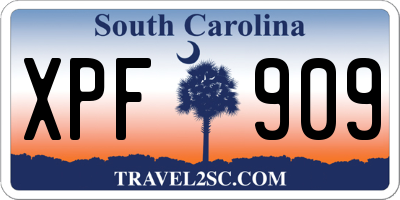 SC license plate XPF909