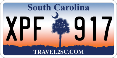 SC license plate XPF917